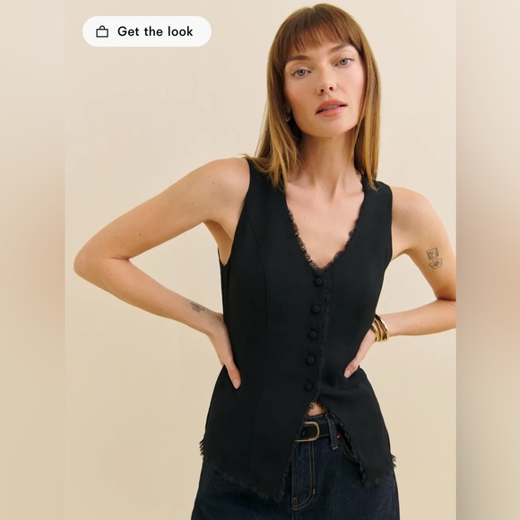 NWT Reformation Skylar Top in Black Size 6 Vest - Picture 2 of 7